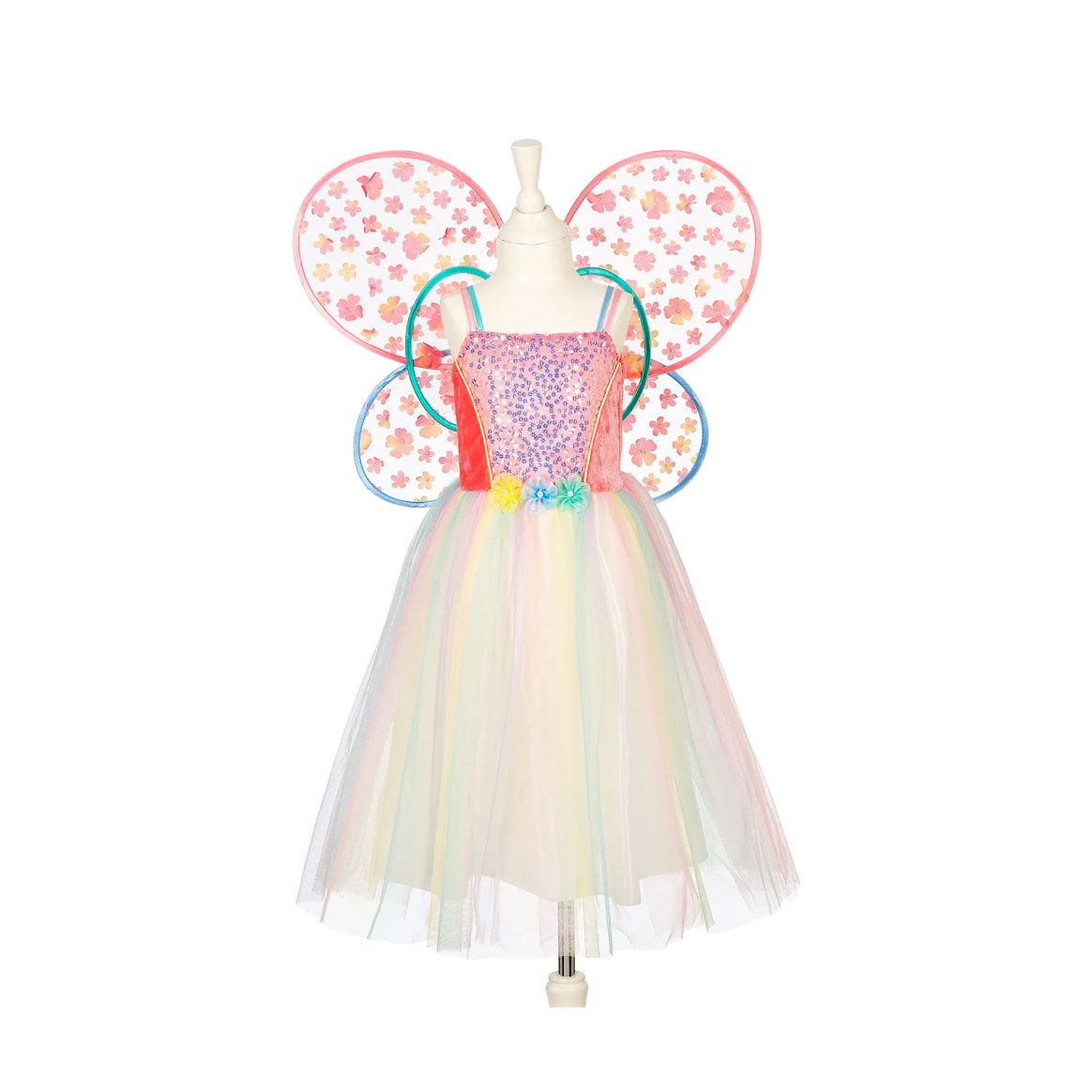 Disfraz Vestido Flora + Alas, 8­-10 años, 128­-140 cm