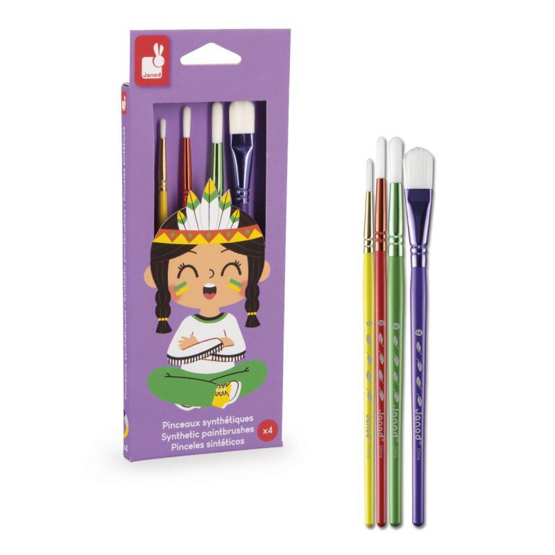 KIT DE 4 PINCELES SINTÉTICOS