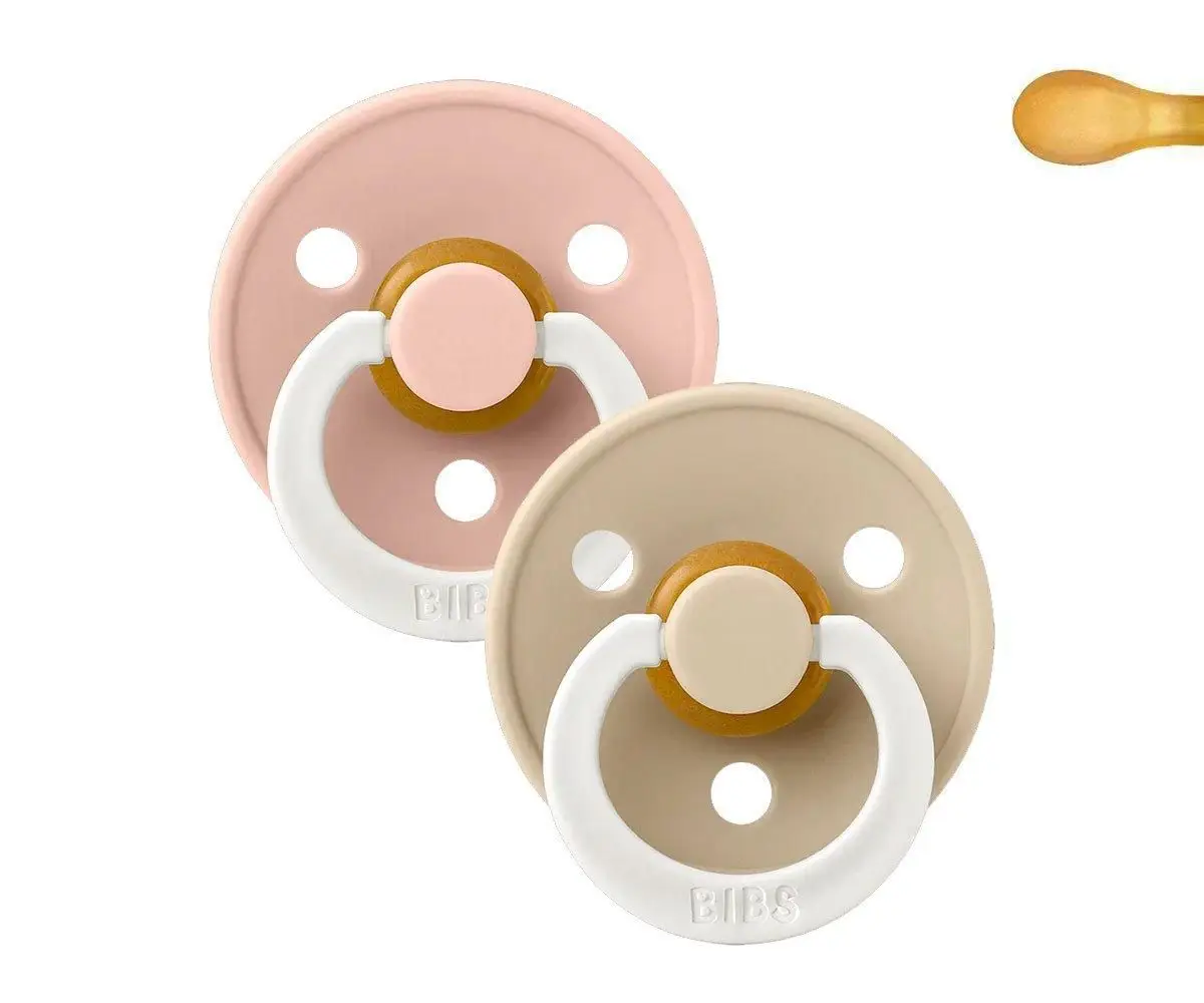 2 Chupetes Nocturnos BIBS De Lux Blush/Vanilla - Simétrica Caucho