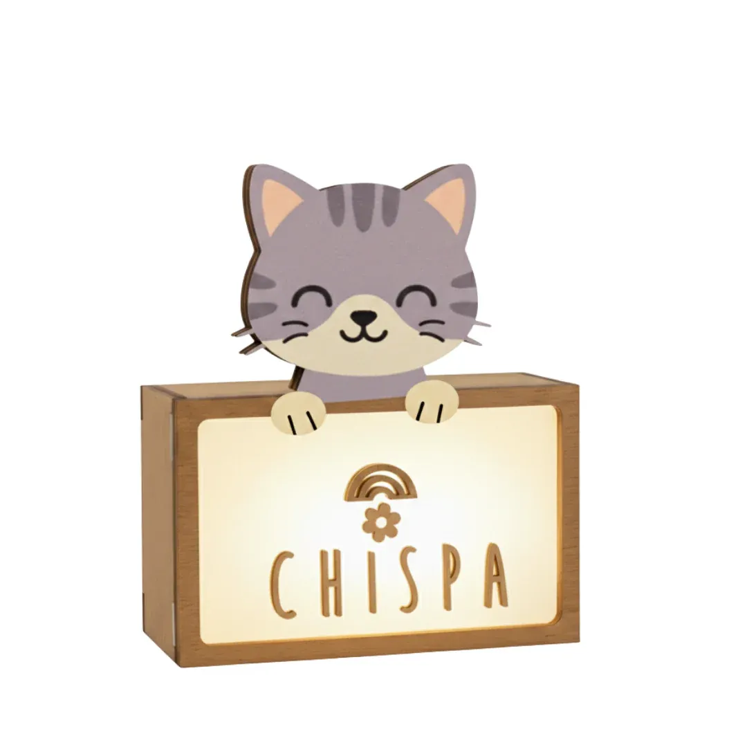 Lámpara pequeña Gatito con kit de letras