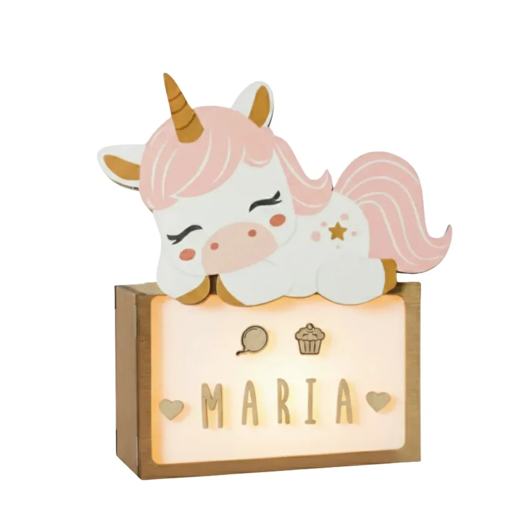 Lámpara pequeña Unicornio con kit de letras